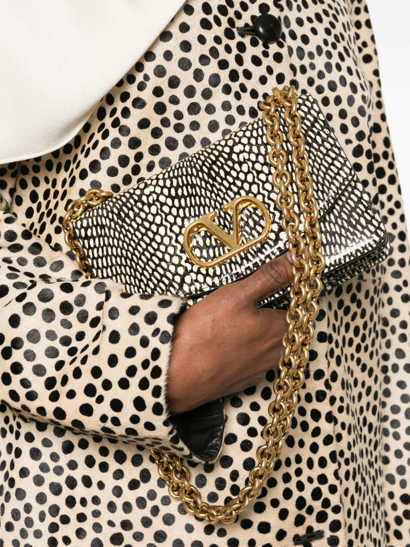Valentino logo-plaque snakeskin shoulder bag outlook