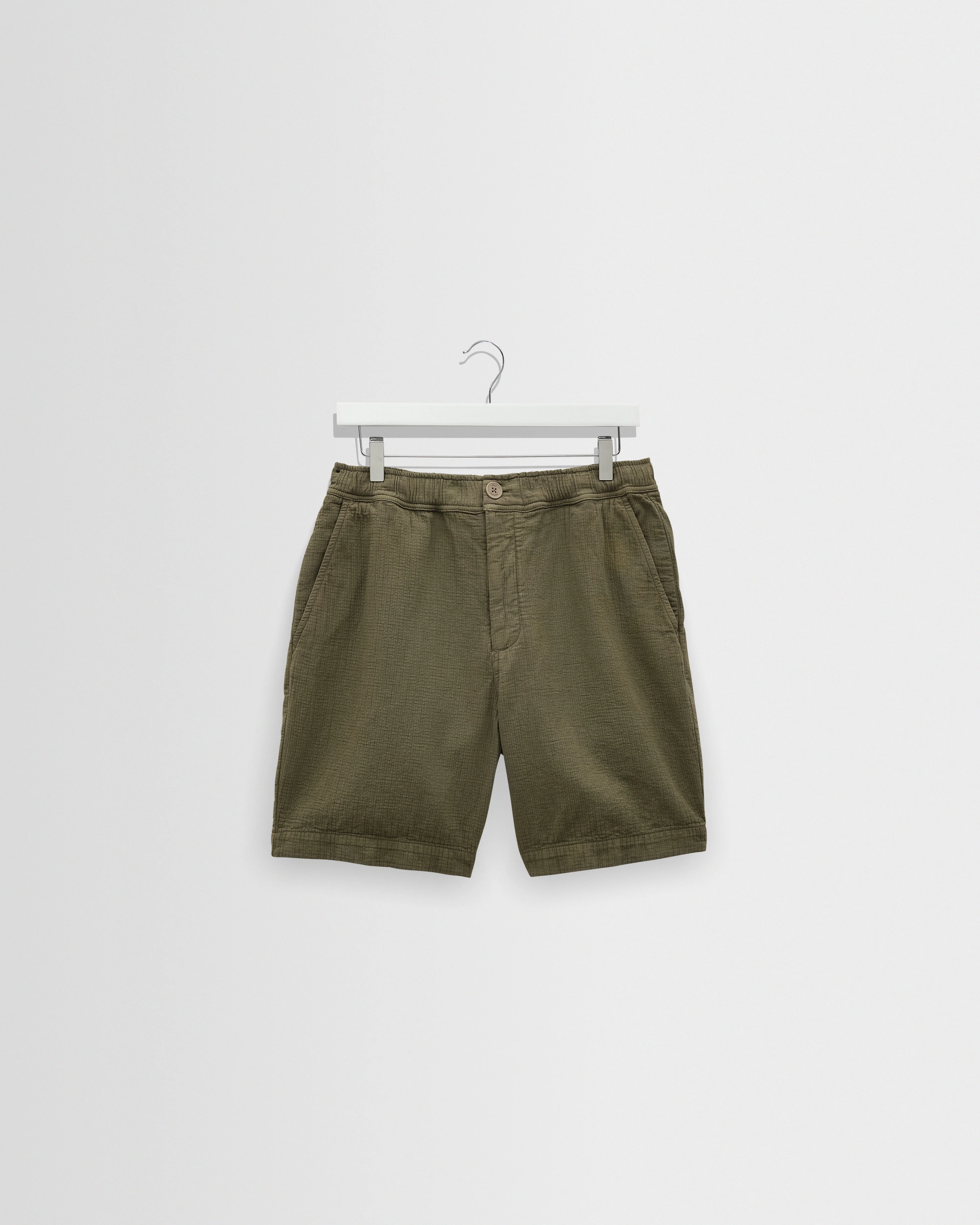 Kurt - Khaki Crinkle Cotton-Linen Shorts - 1