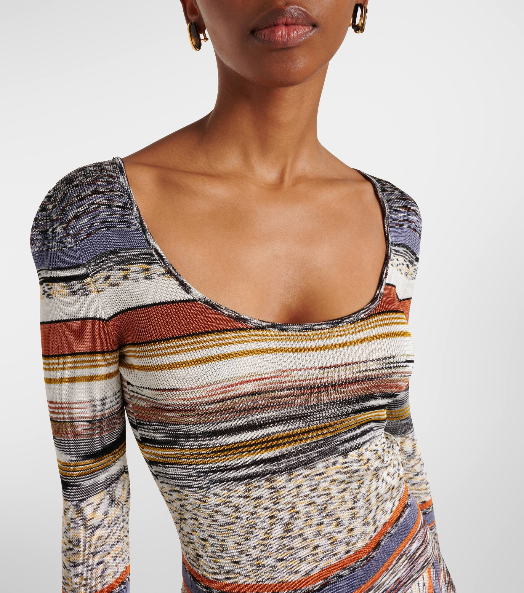 Knitted pleated striped maxi dress - 4