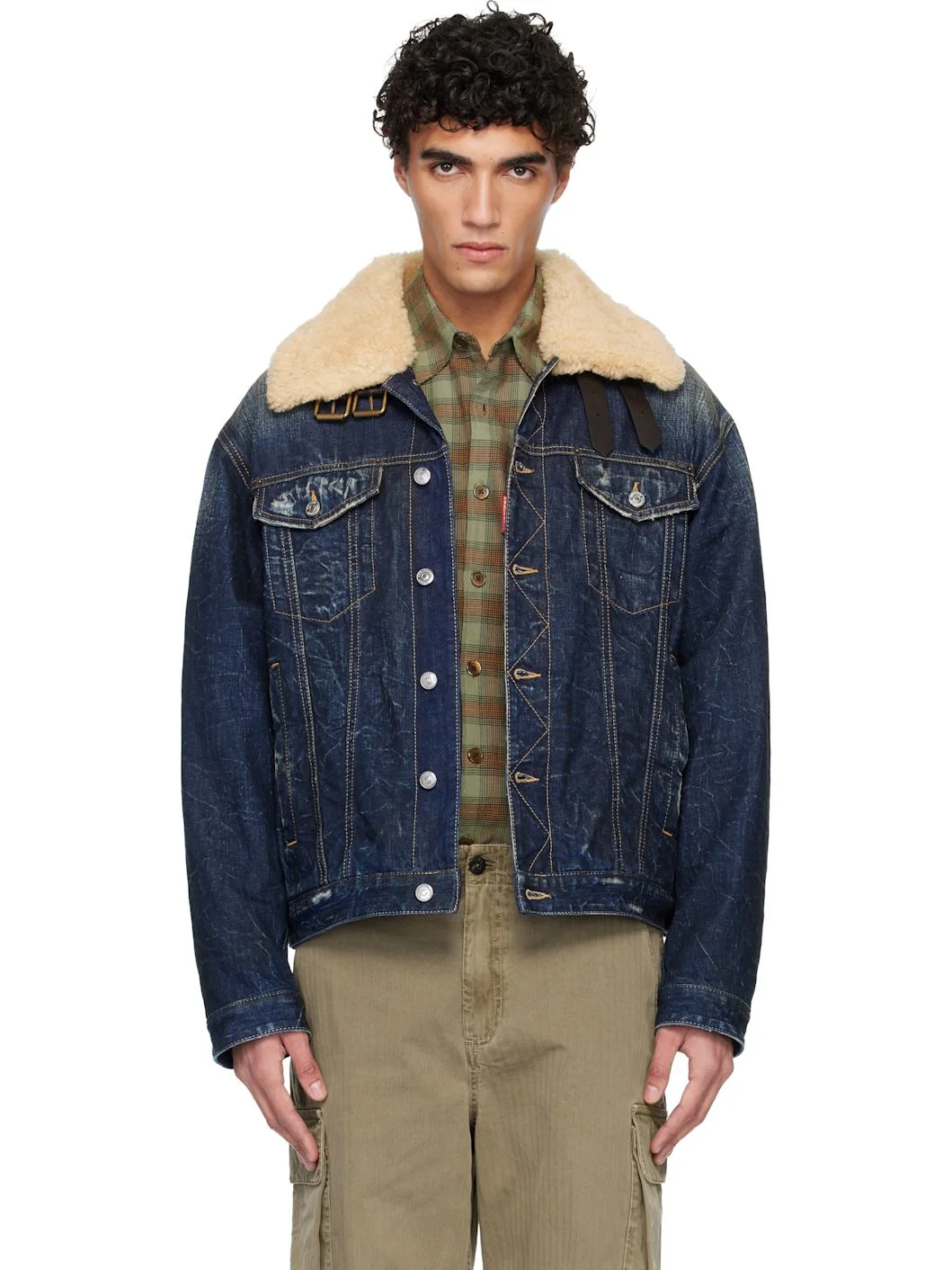 Navy Aviator Denim Jacket - 1