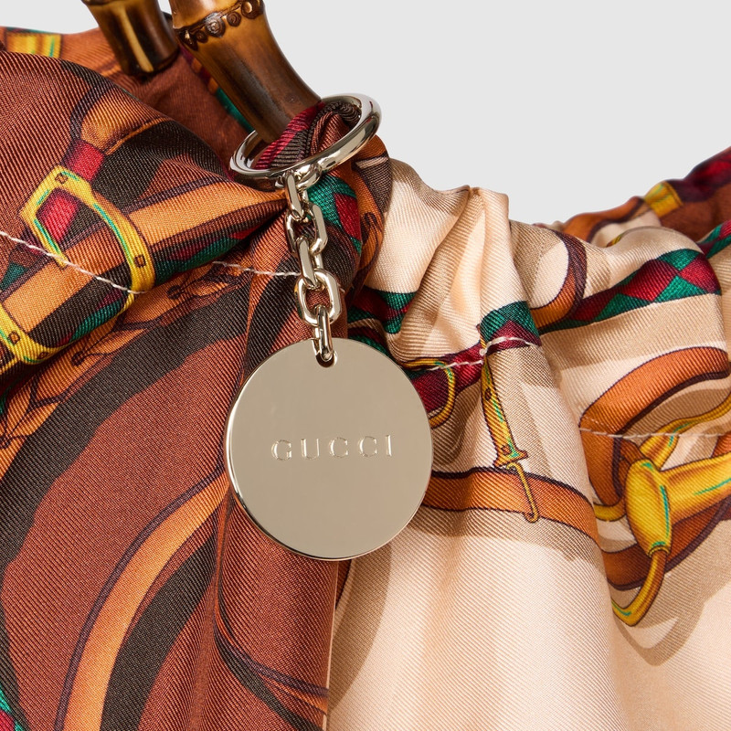 Silk maxi tote bag with bamboo handle 5