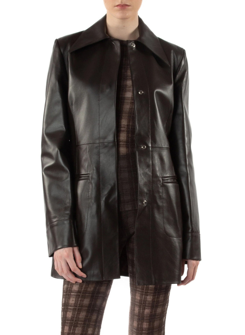 Mid Length Leather Coat 1