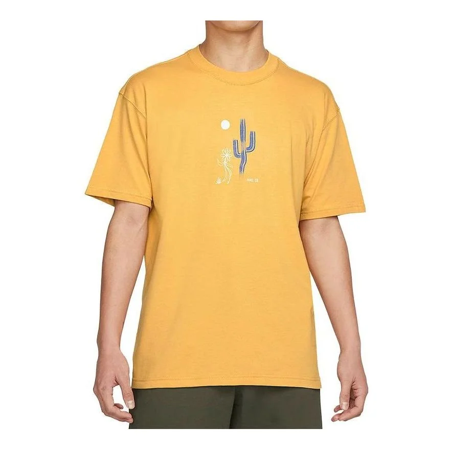 Men's Nike SB Funny Cactus Flower Pattern Printing Short Sleeve Yellow T-Shirt DQ1861-777 - 1