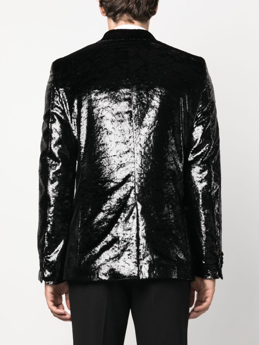 metallic-effect single-breasted blazer - 4