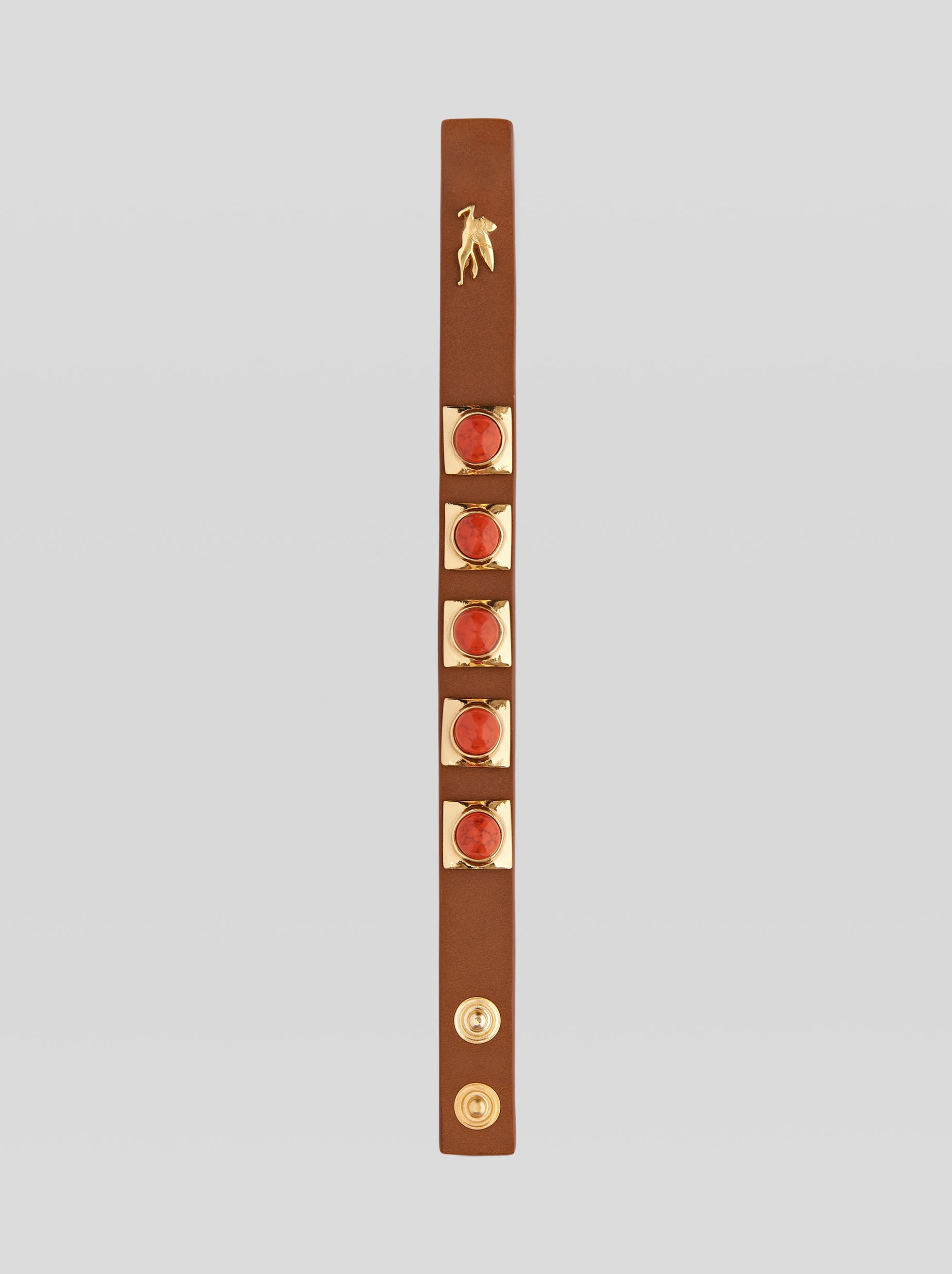 LEATHER CROWN ME BRACELET WITH STUDS AND CABOCHON STONES - 3