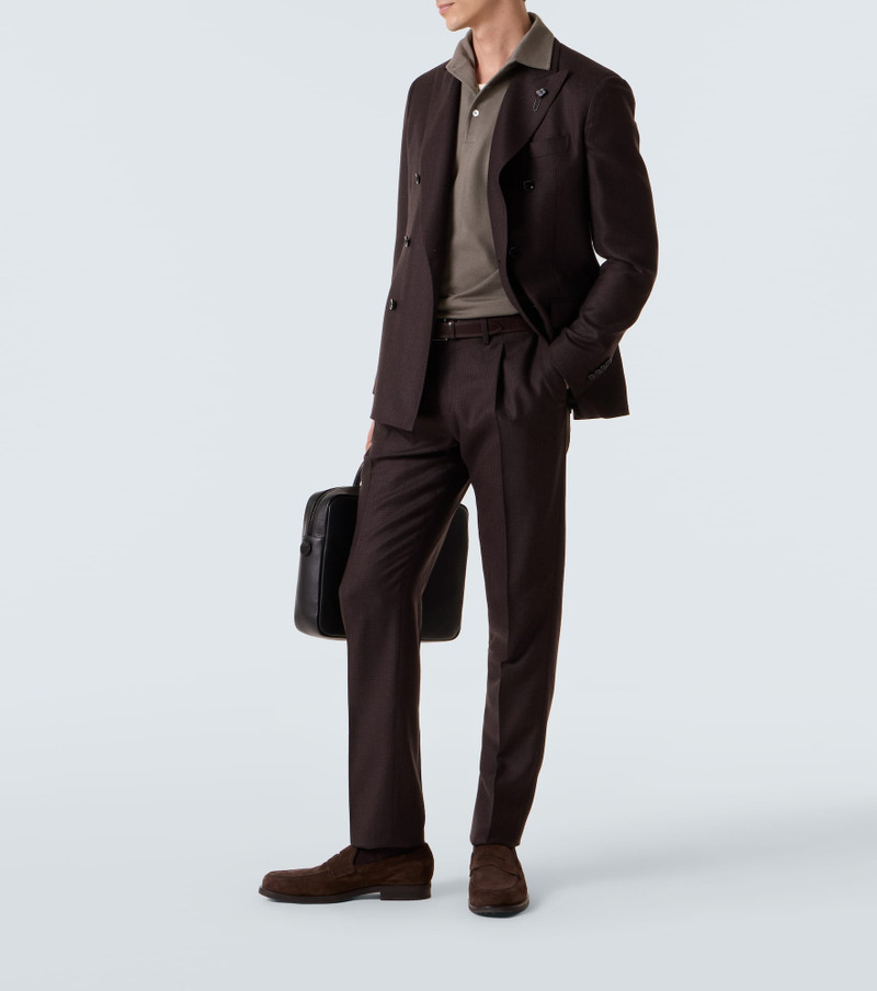 LARDINI Ribbed-knit virgin wool polo shirt outlook