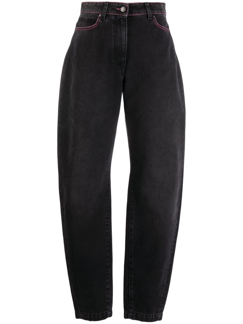 barrel-leg high waisted jeans 1