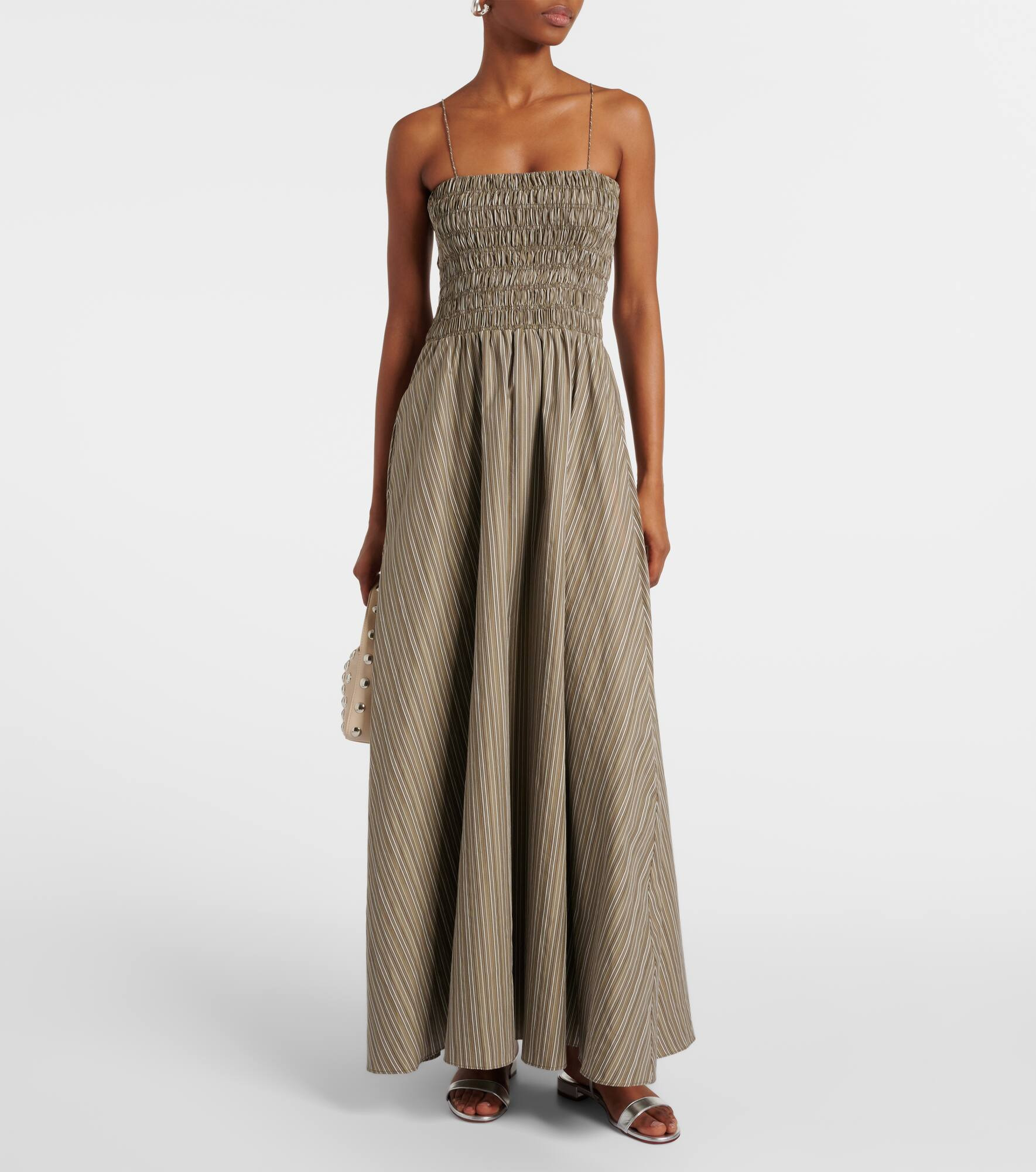 Lida pinstripe shirred cotton maxi dress - 2