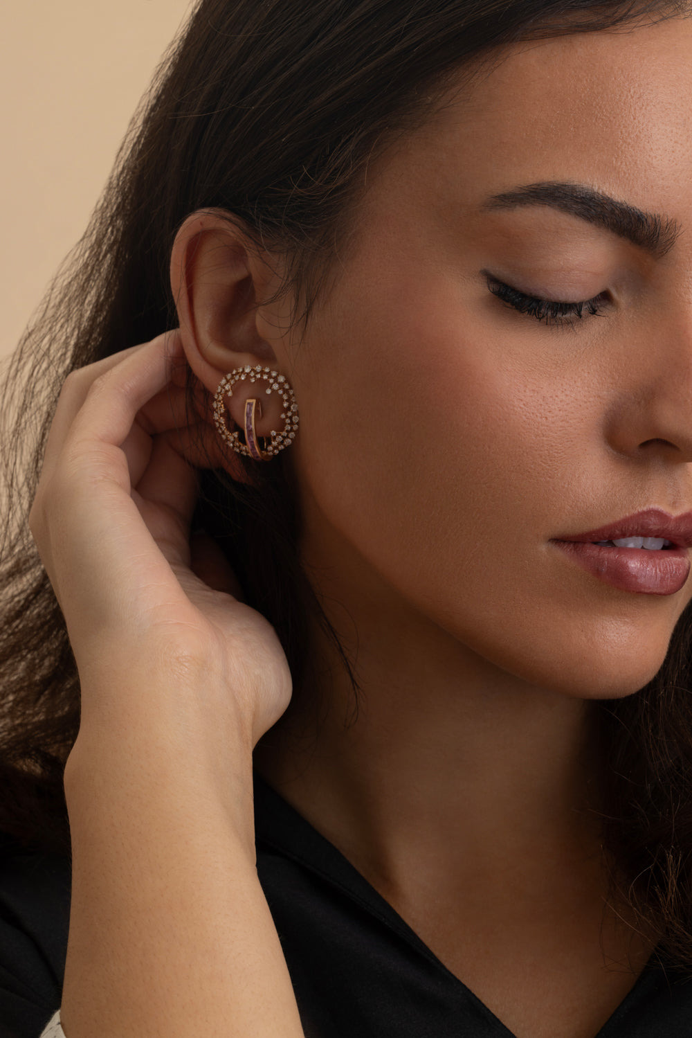 Pink Sapphire Diamond Scatter Earrings - 2