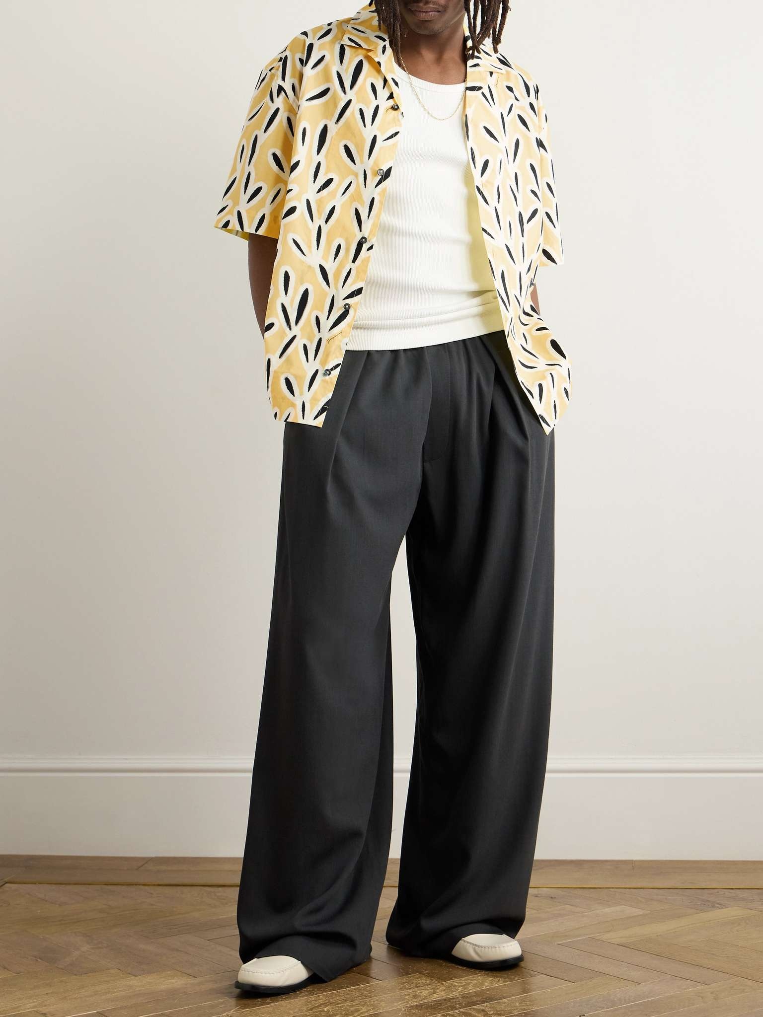 Jean Camp-Collar Logo-Embroidered Printed Cotton Shirt - 2