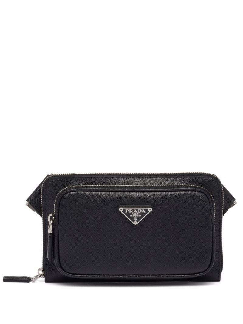 logo plaque zipped crossbody bag - 1