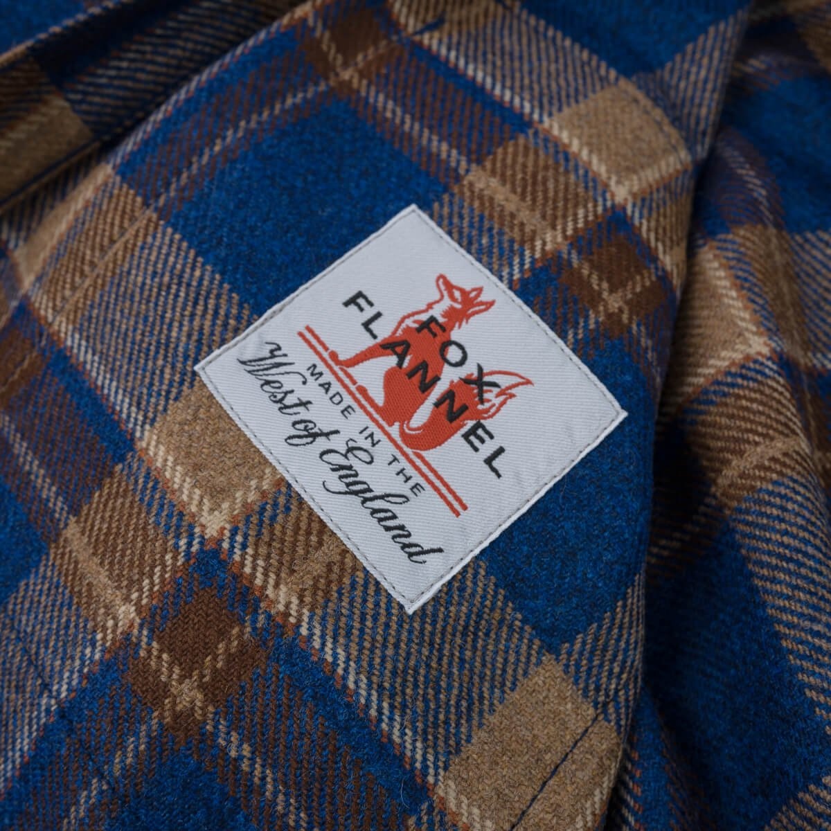 IHDR-434-DTC 14oz Fox Brothers® West Of England Devon Twill Check Flannel CPO Shirt - Blue - 9