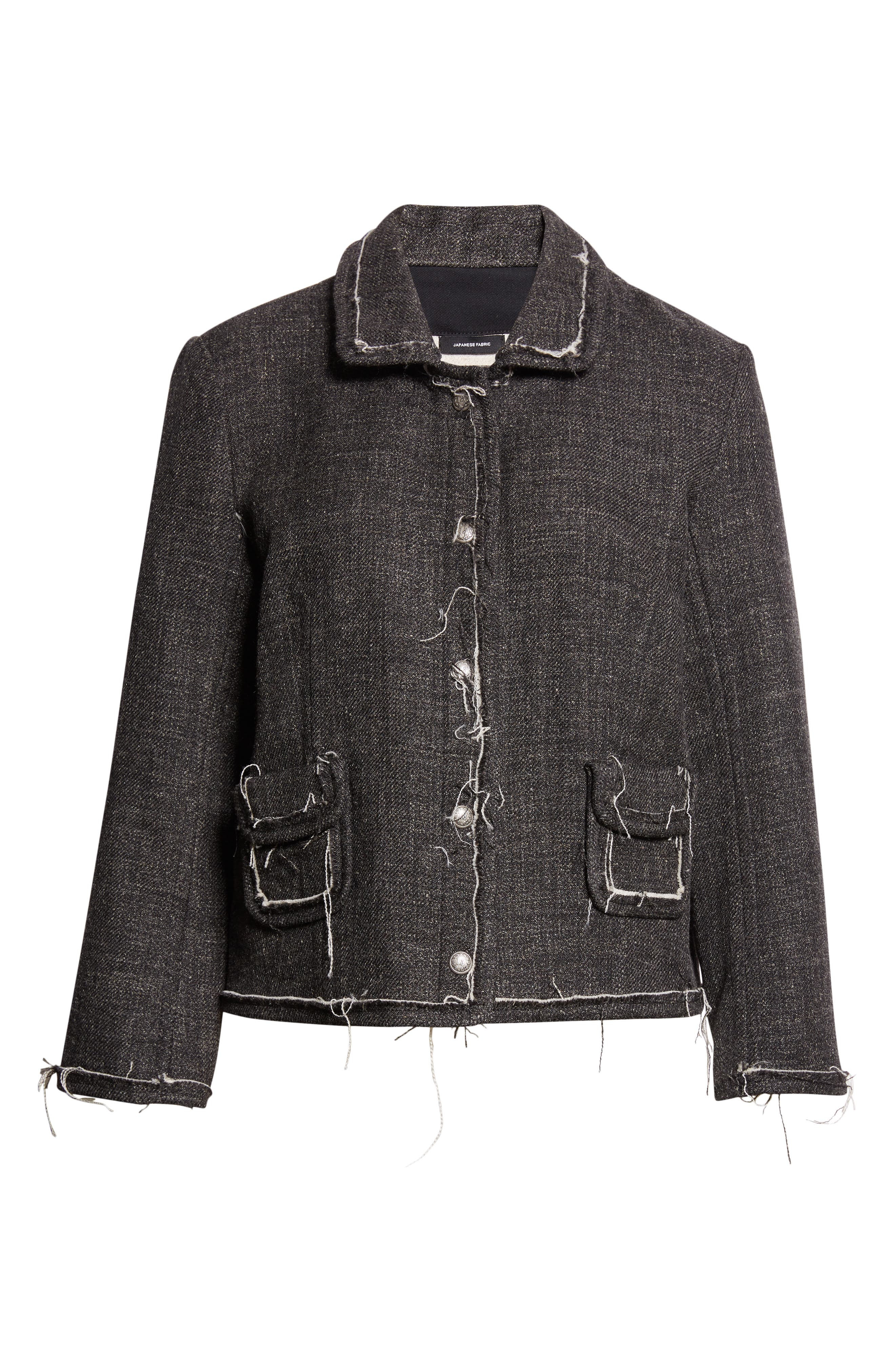 R13 Virgin Wool & Linen Boxy Jacket in Dark Grey at Nordstrom - 6