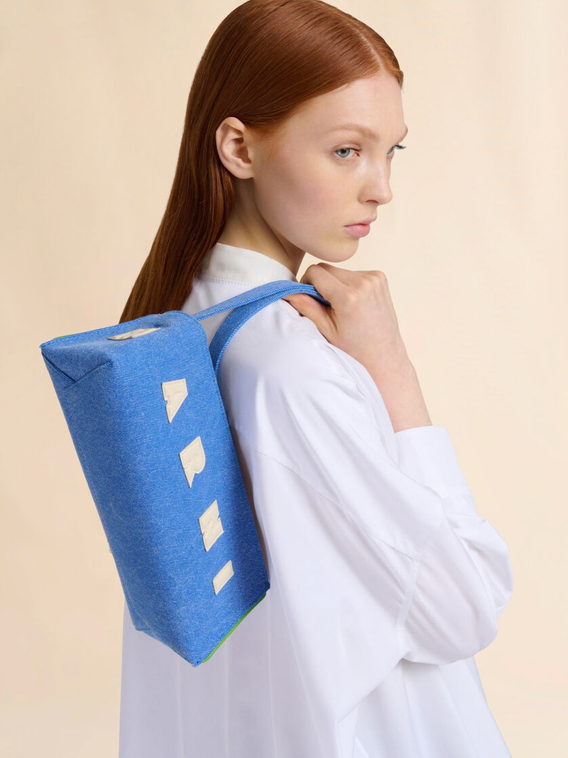 Marni BLUE DENIM MUSEO BAGUETTE BAG outlook