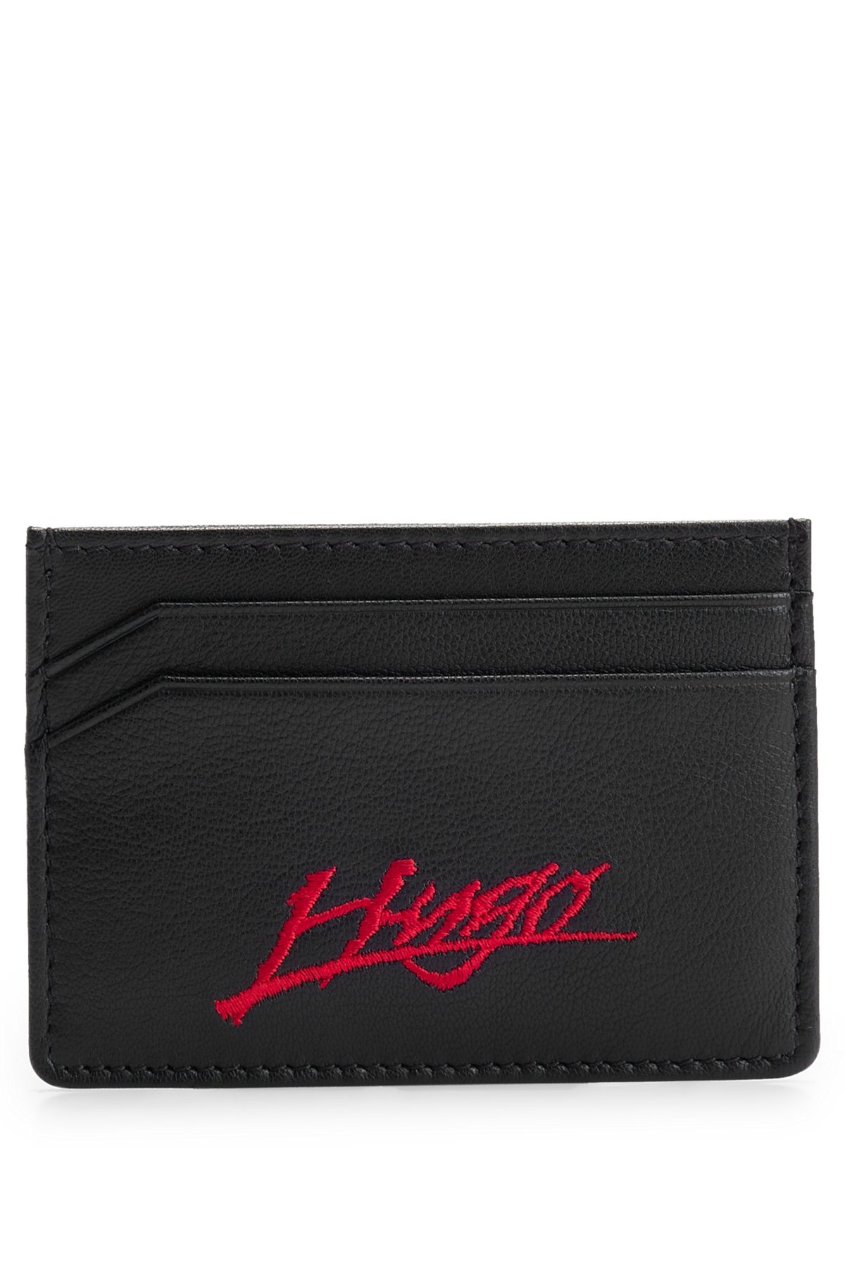 MATTE-LEATHER CARD HOLDER WITH HANDWRITTEN LOGO - 1