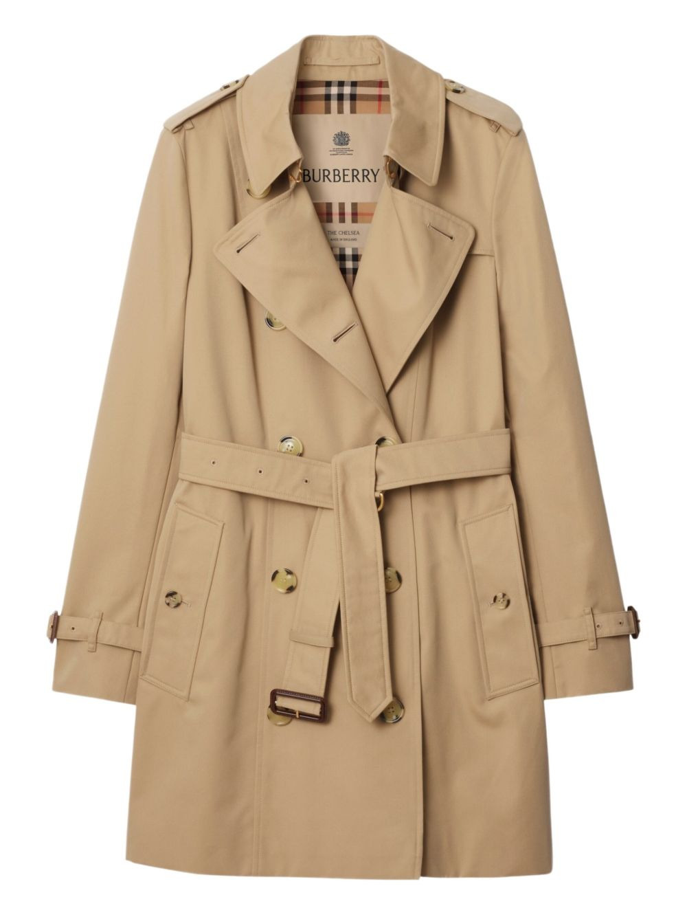 belted double-breasted trench coat - 1