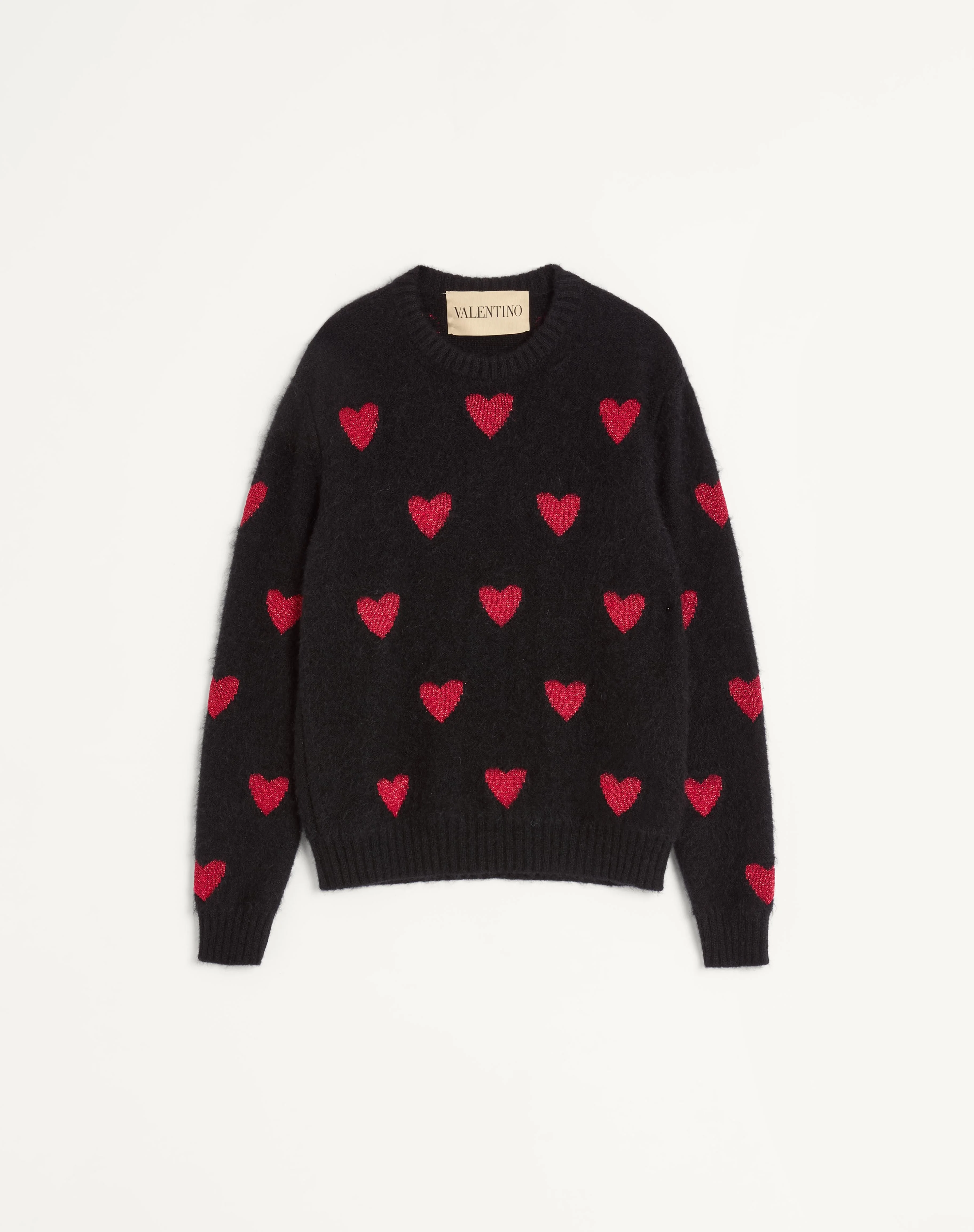 MOHAIR WOOL AND LUREX SWEATER WITH HEART JACQUARD PATTERN - 1
