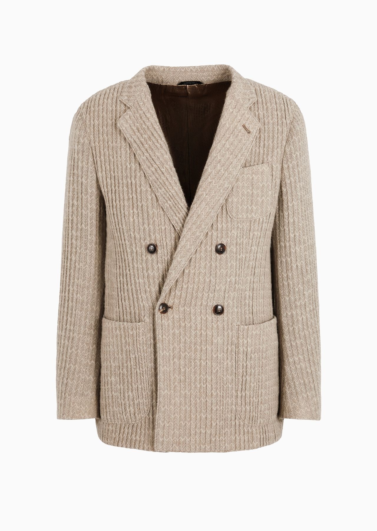 Upton line double-breasted jacket in cashmere and silk jacquard - 1