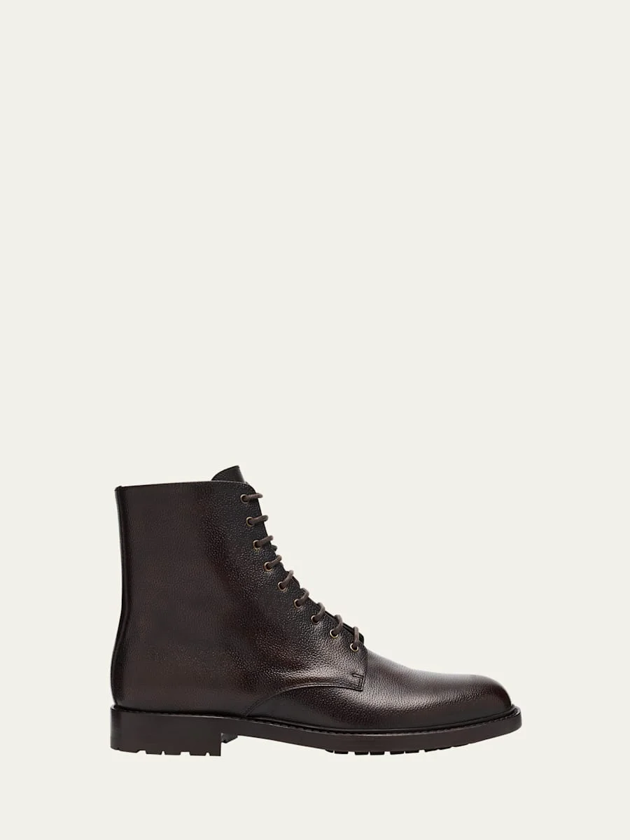 Men's Burnished Leather Ankle Boots - 1