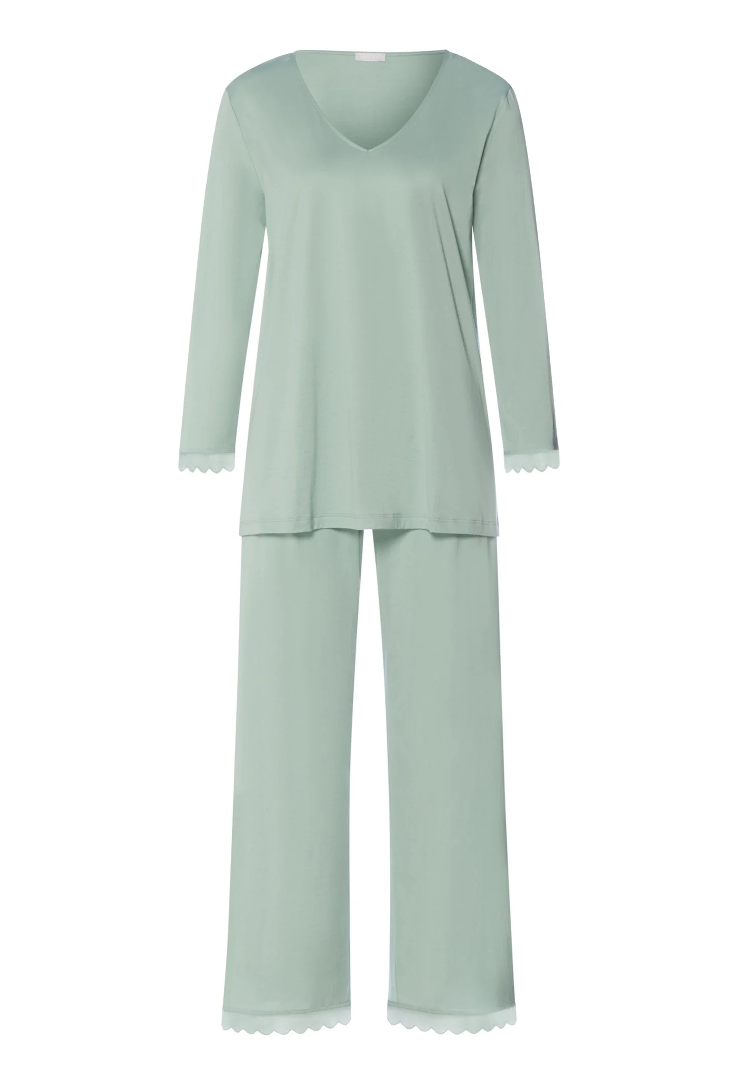 Inaya Scalloped Lace Cotton Pajama Set - 1