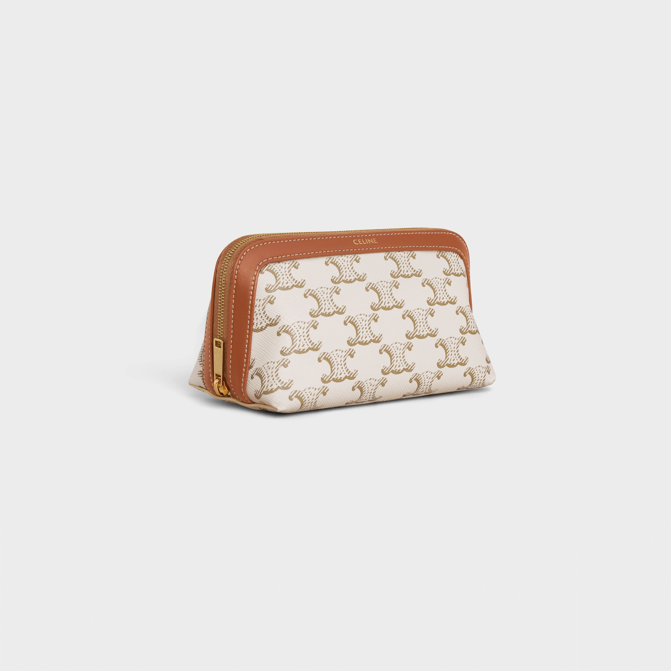 SMALL COSMETIC POUCH IN TRIOMPHE CANVAS AND CALFSKIN - 2
