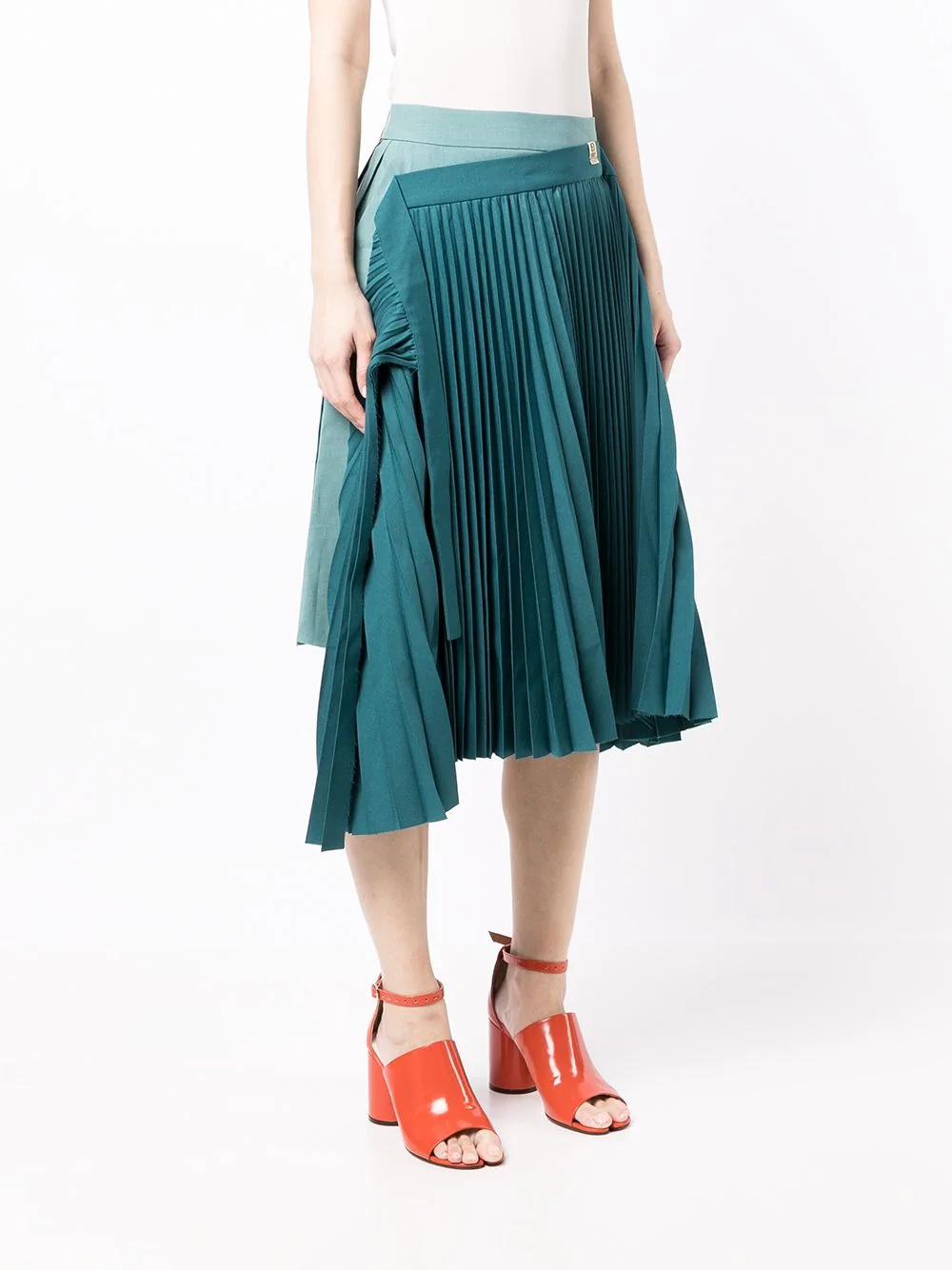 pleated asymmetric skirt - 3