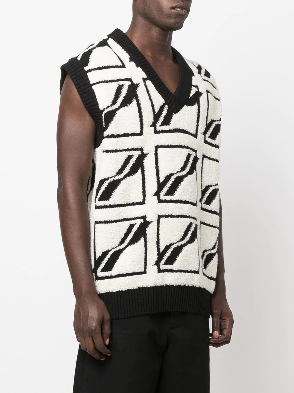 sleeveless abstract-knit jumper - 3