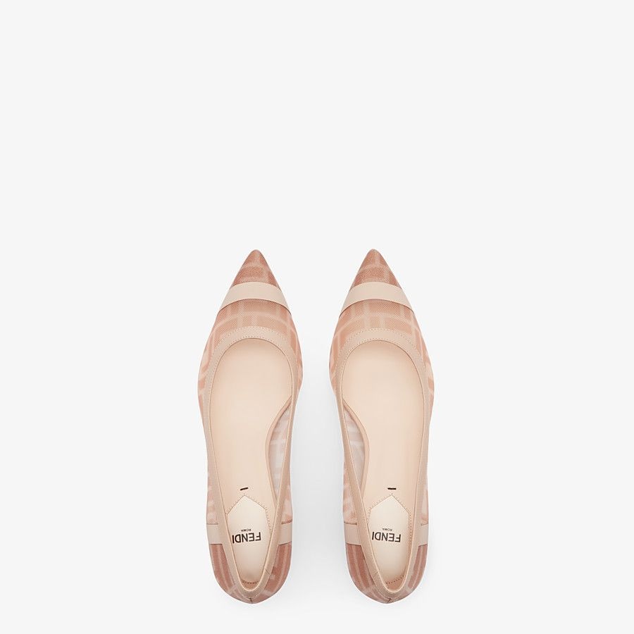 Pink mesh and nude leather pumps with medium heel - 4