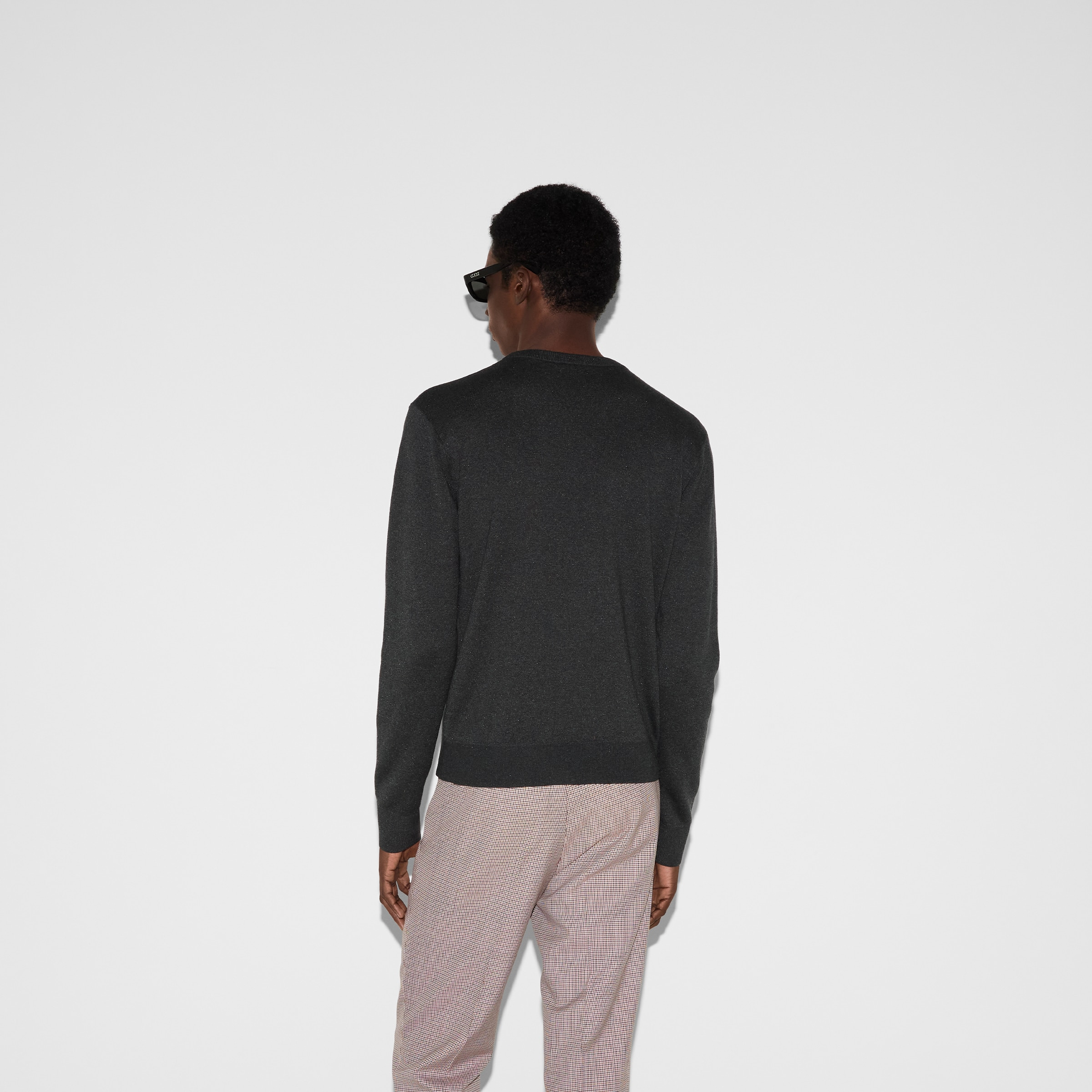 Silk cotton sweater with intarsia - 4