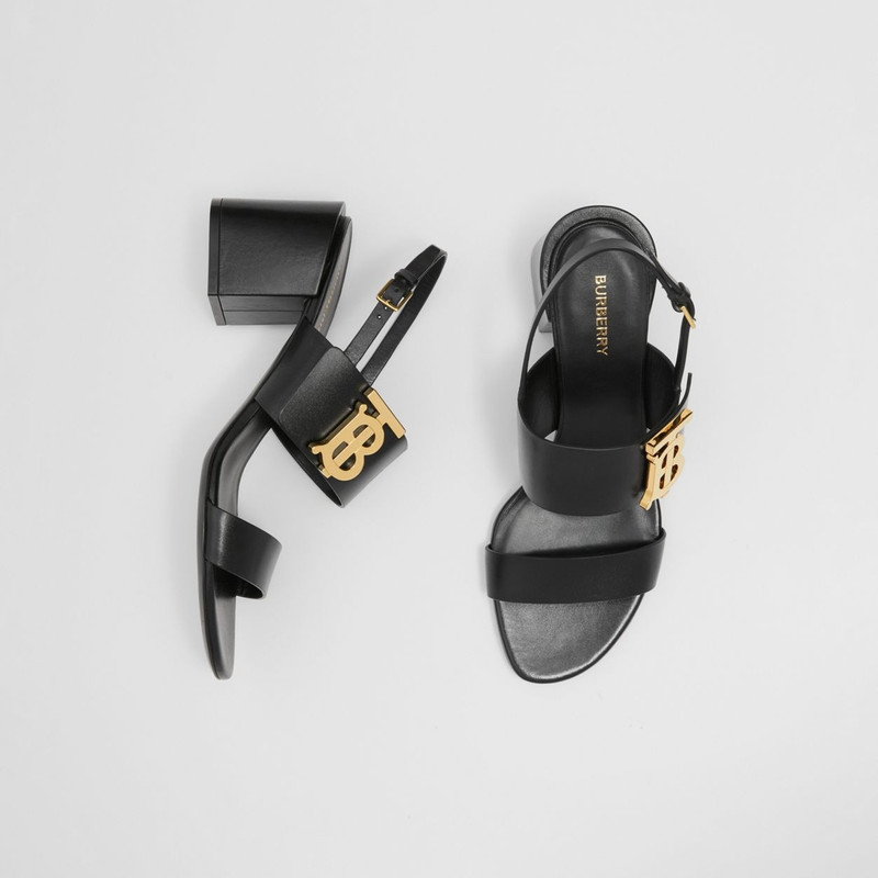 Burberry Monogram Motif Leather Block-heel Sandals outlook