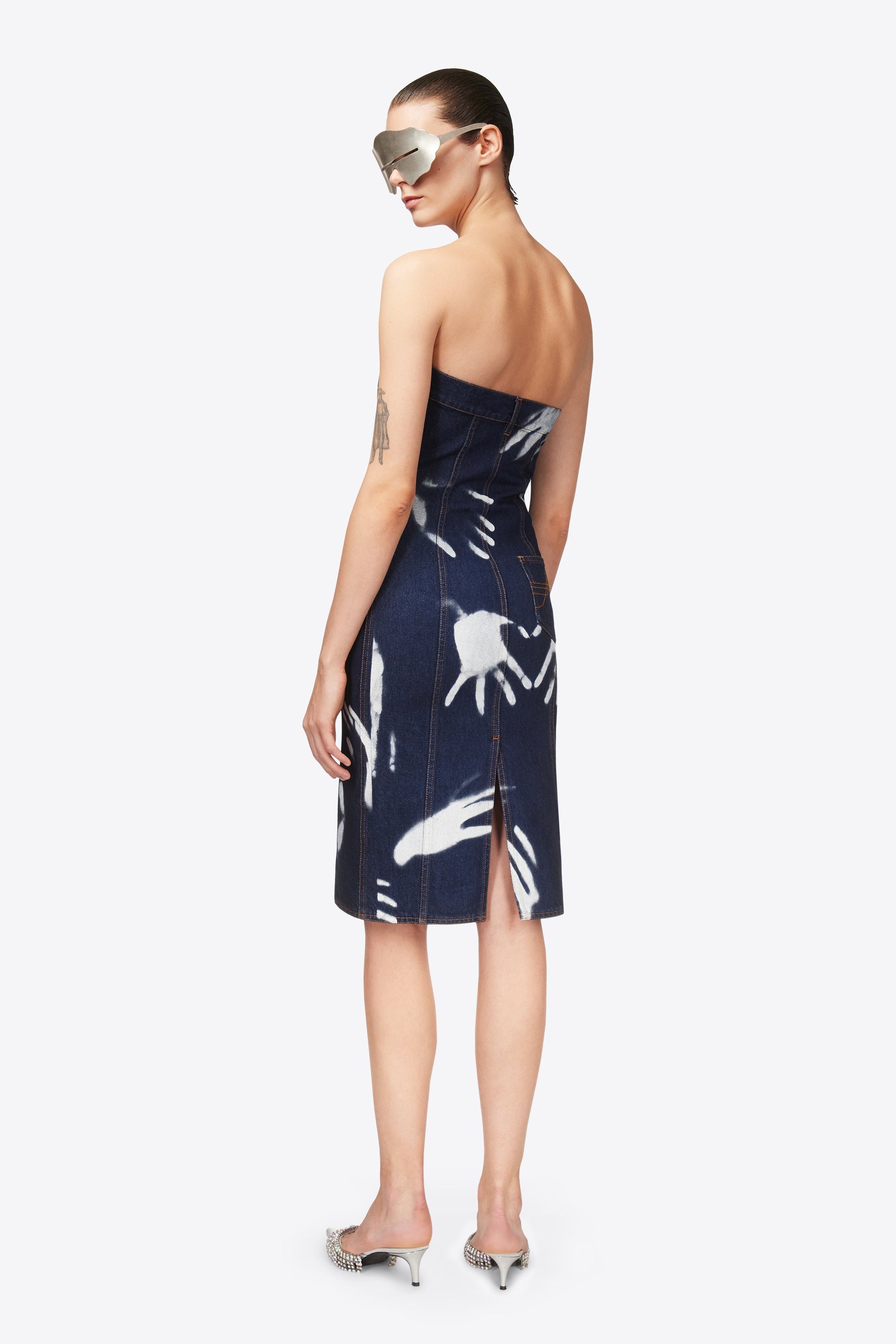 HANDPRINT STRAPLESS MIDI DRESS - 4