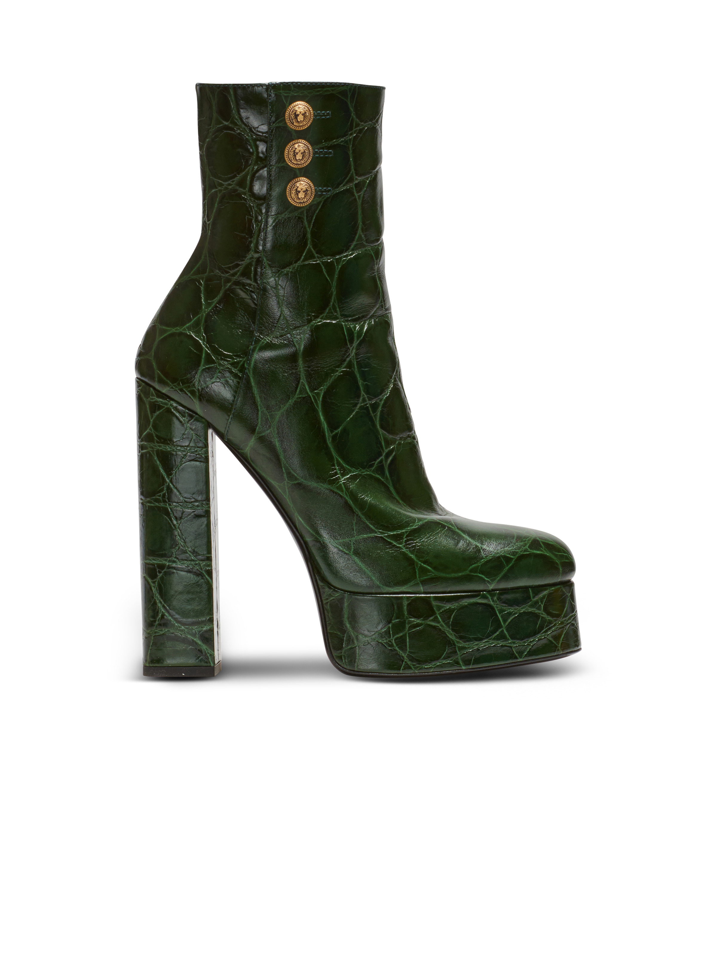 Brune crocodile-print leather ankle boots - 1