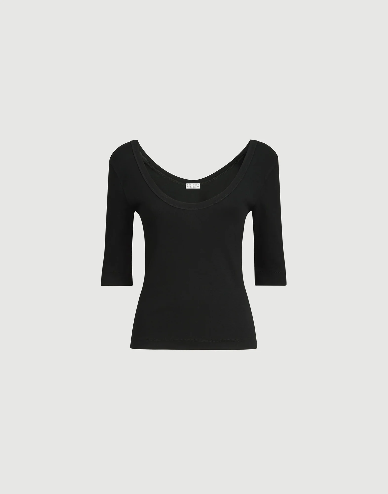 Stretch cotton ribbed jersey T-shirt with monili - 1