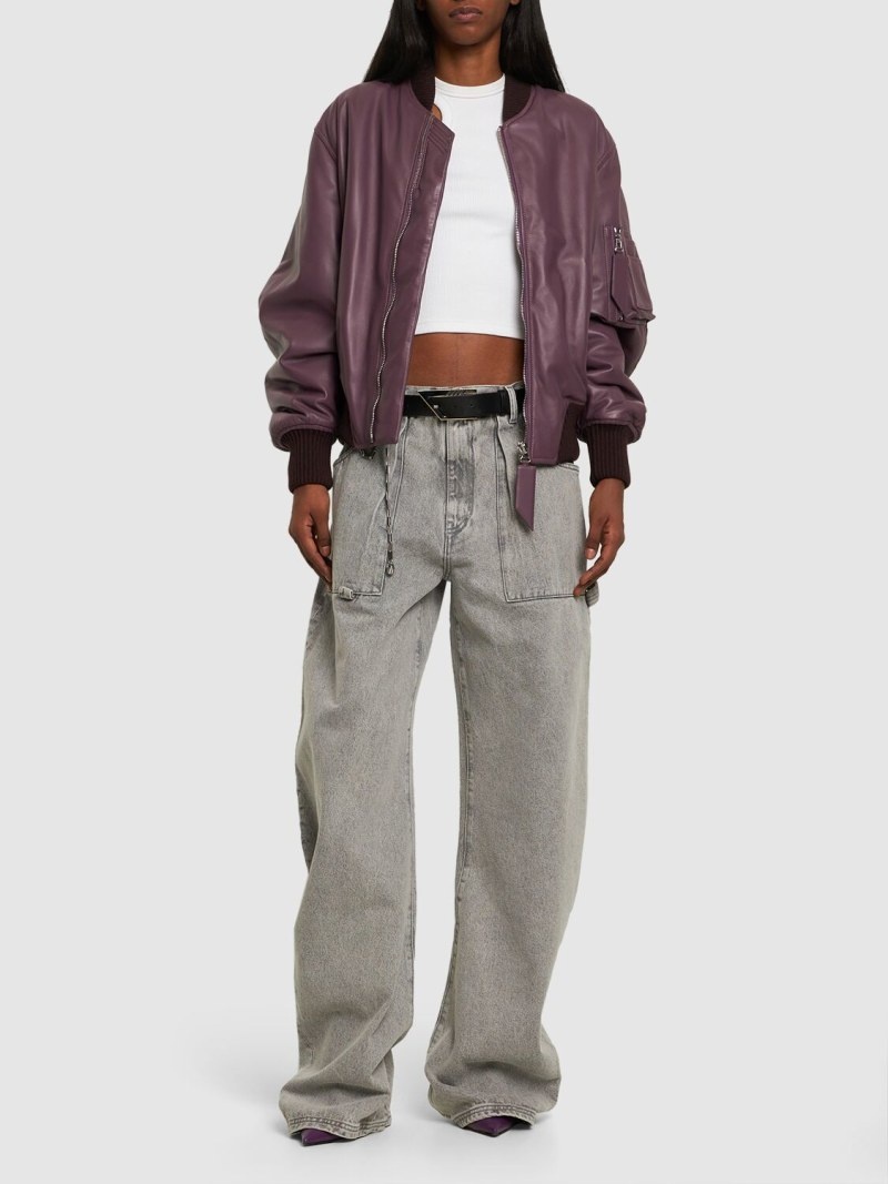THE ATTICO Anja leather bomber jacket | luisaviaroma