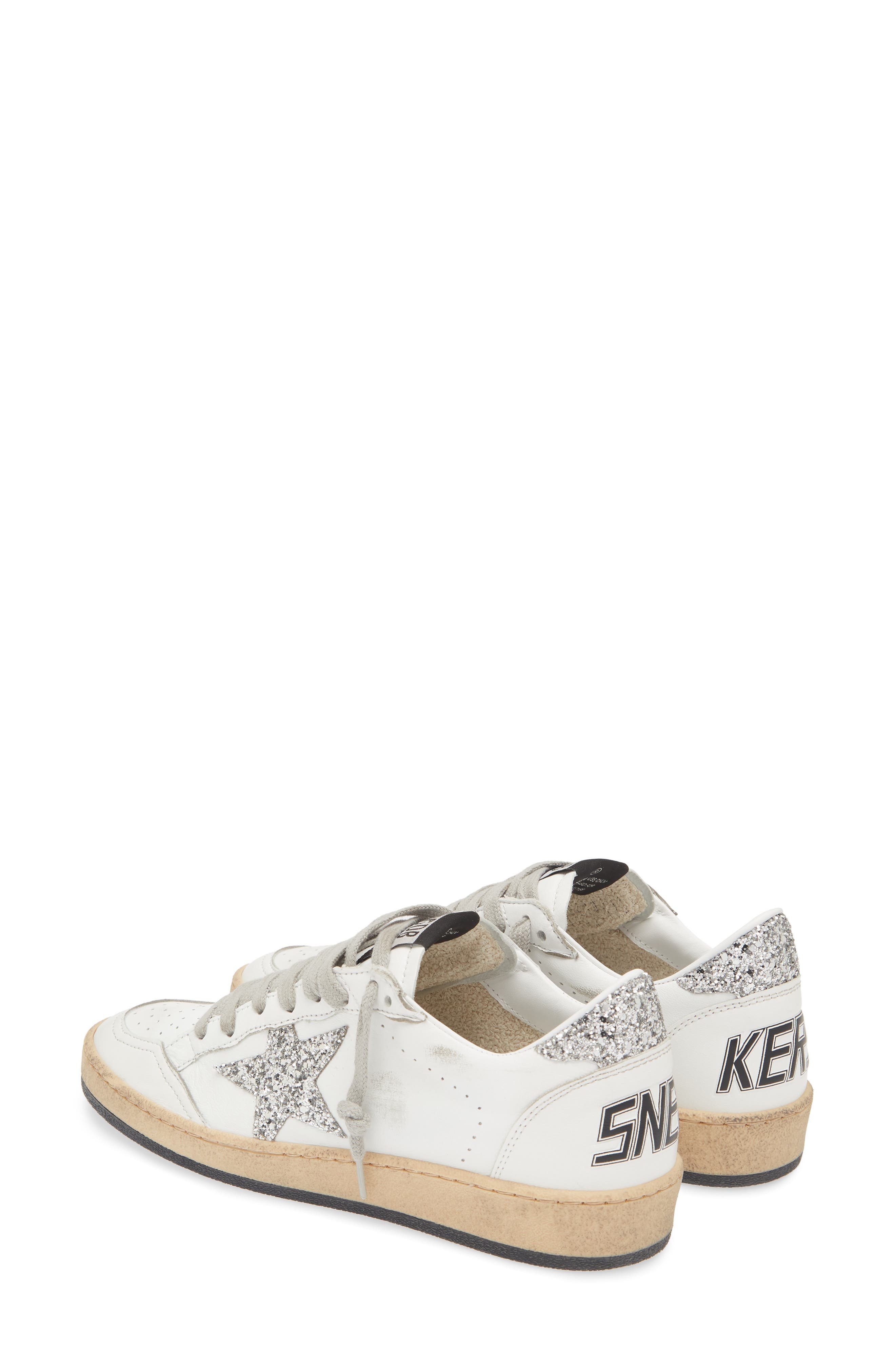 Golden Goose Ball Star Low Top Sneaker in White/Silver at Nordstrom - 2