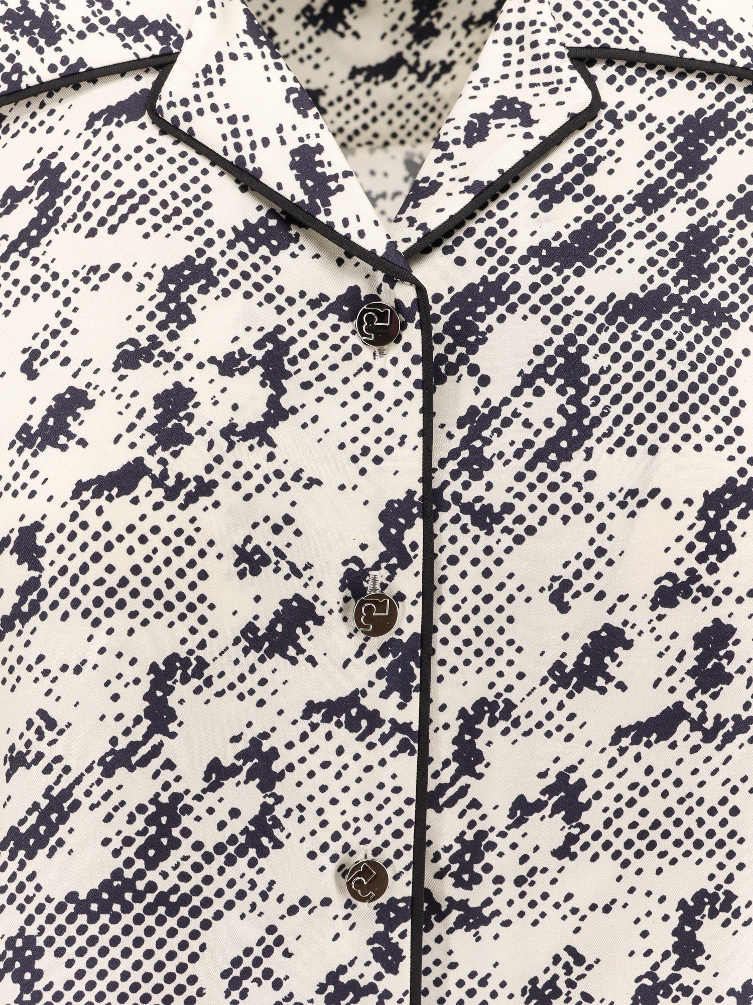 TORY BURCH Silk shirt with pixelated logo print ピアス Other Designers TORY BURCH - Silk shirt with pixelated logo