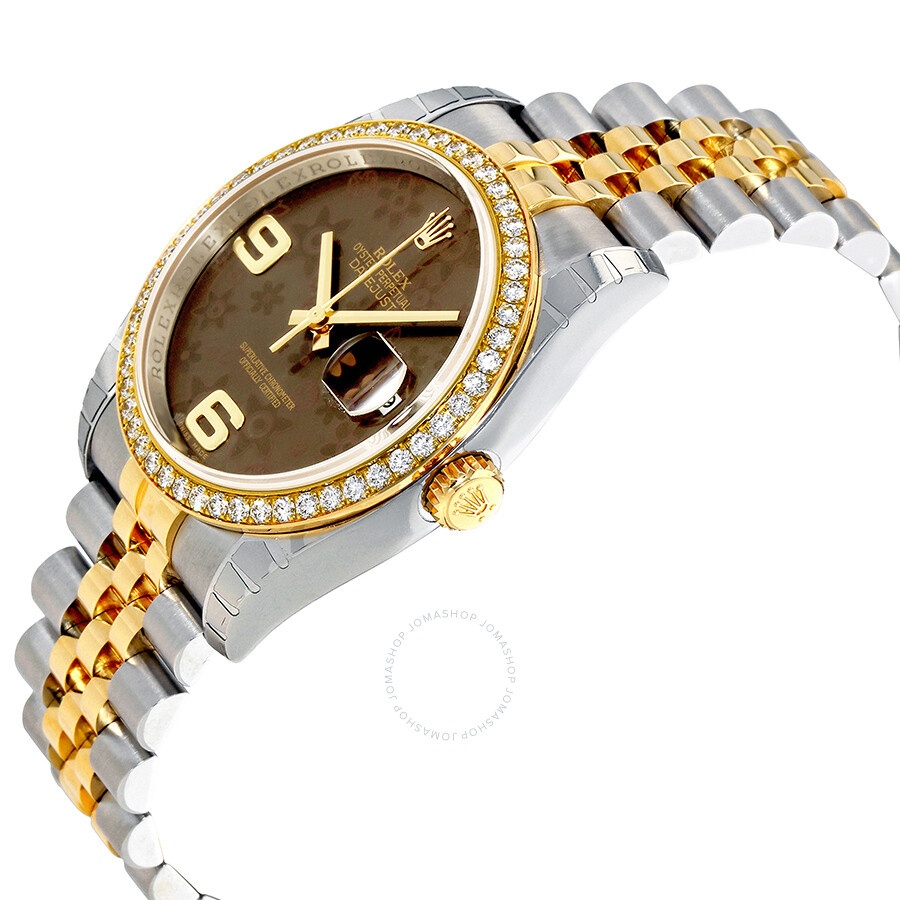 Rolex Oyster Perpetual Datejust 36 Brown Floral Dial Stainless Steel and 18K Yellow Gold Jubilee Bra - 2