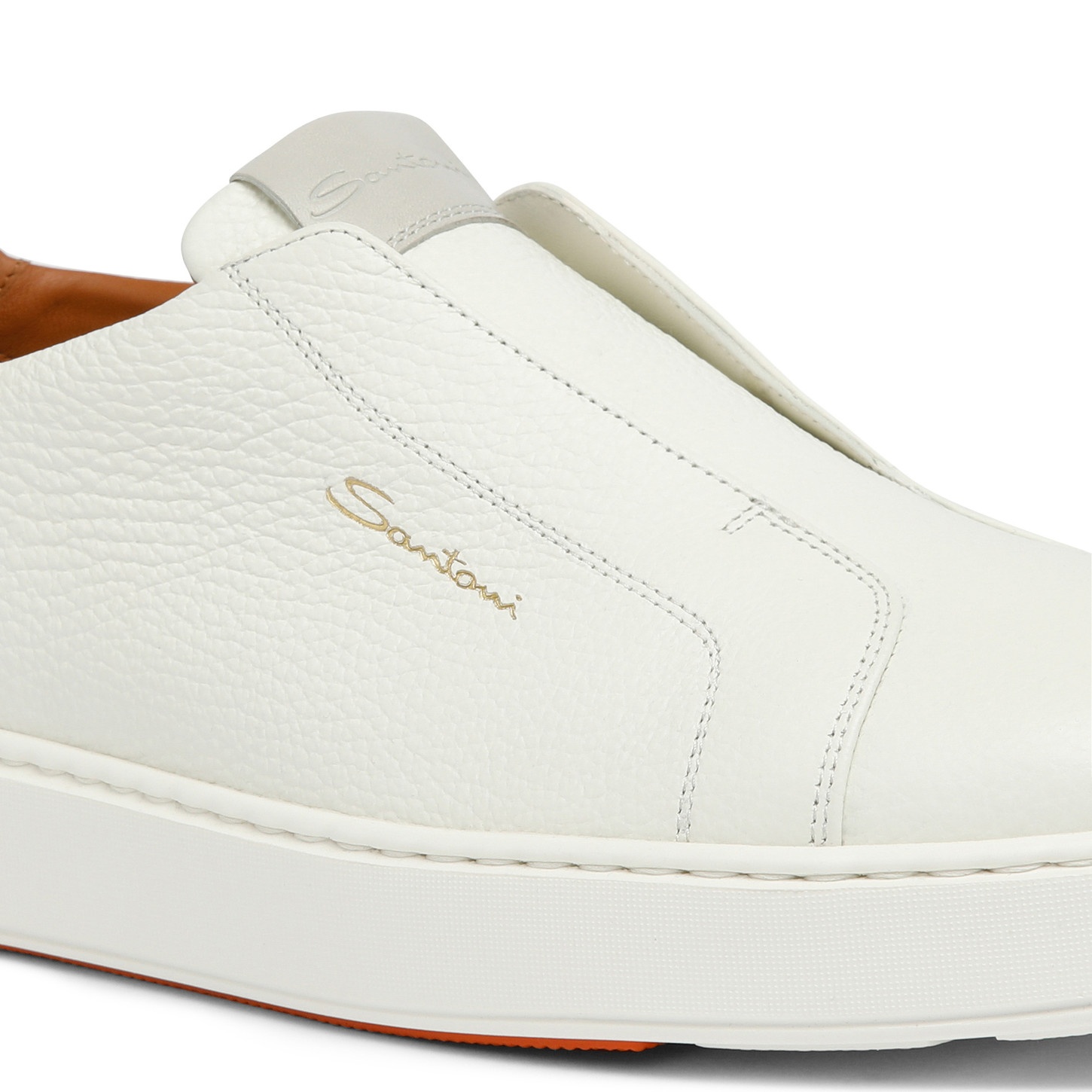 Women's white tumbled leather slip-on sneaker - 6
