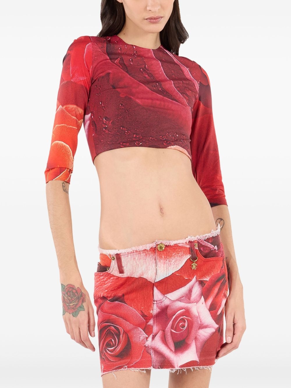 rose-print T-shirt - 3
