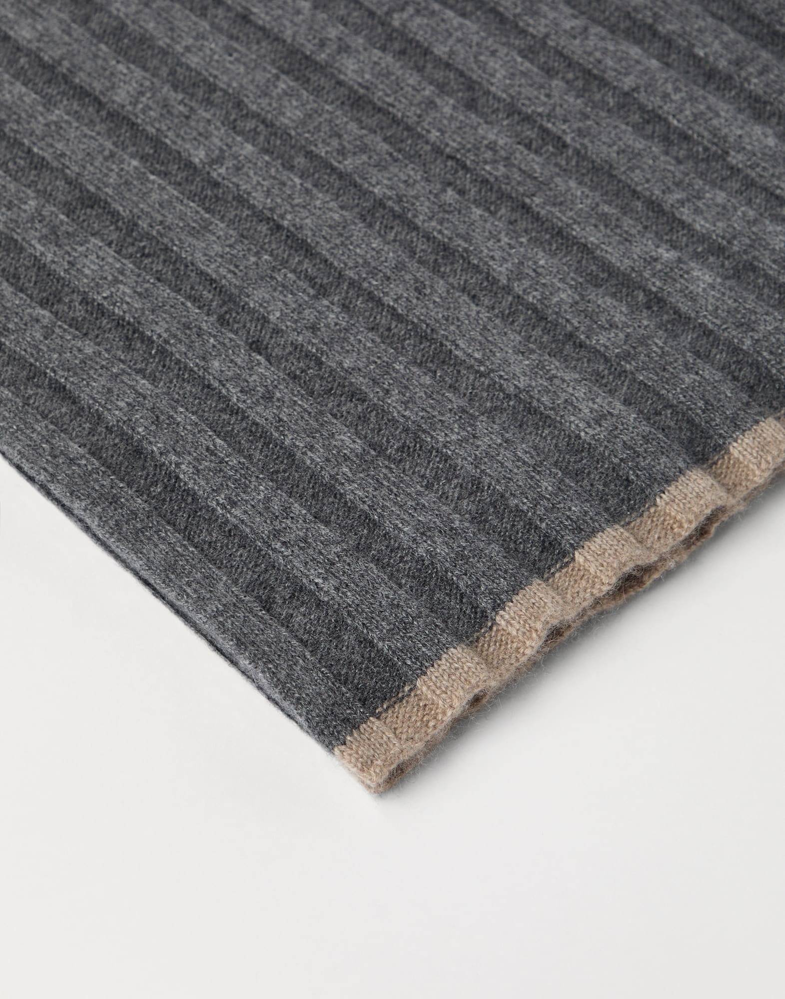 Cashmere rib knit scarf - 2