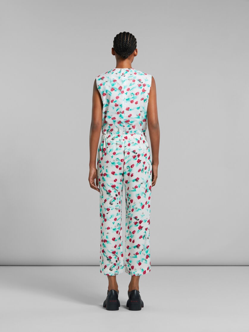 WHITE ENVERS SATIN TROUSERS WITH REVERIE PRINT - 3