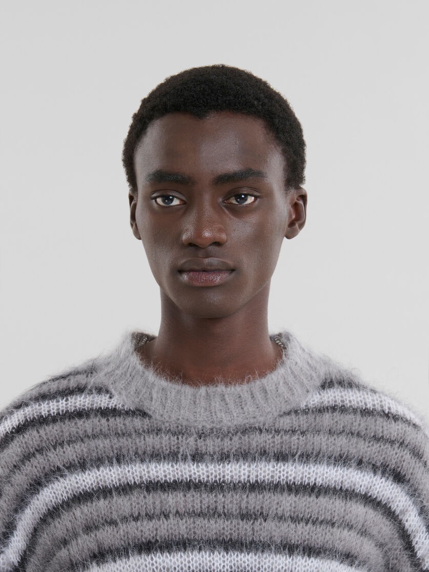 GREY STRIPED MOHAIR JUMPER - 4