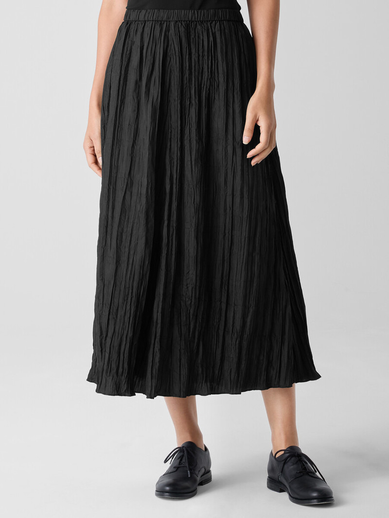 Crushed Silk Flared Skirt 3