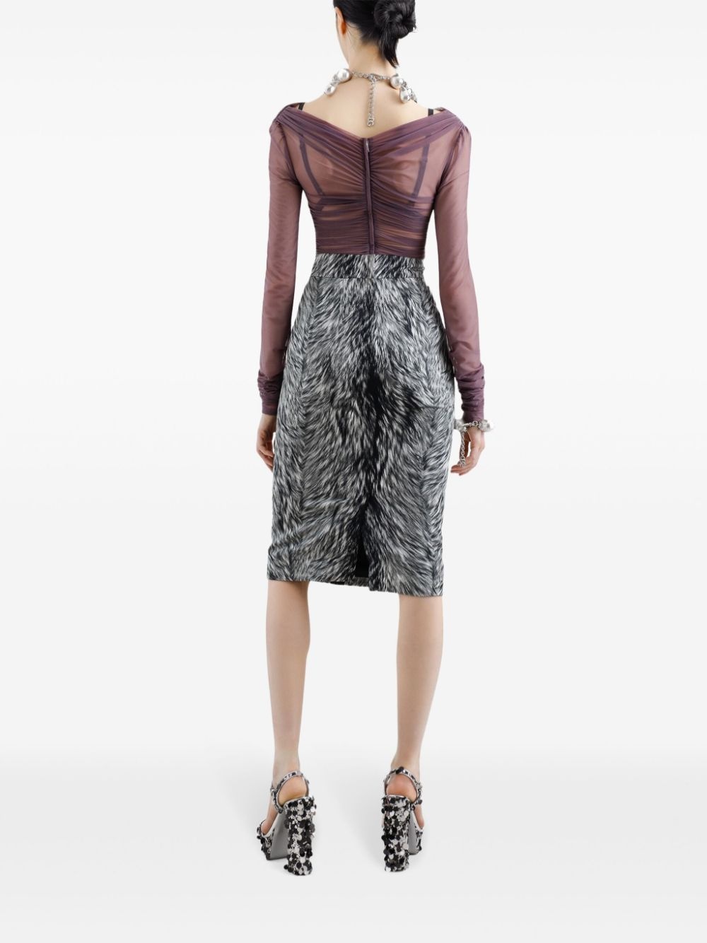 fur-print midi skirt - 3