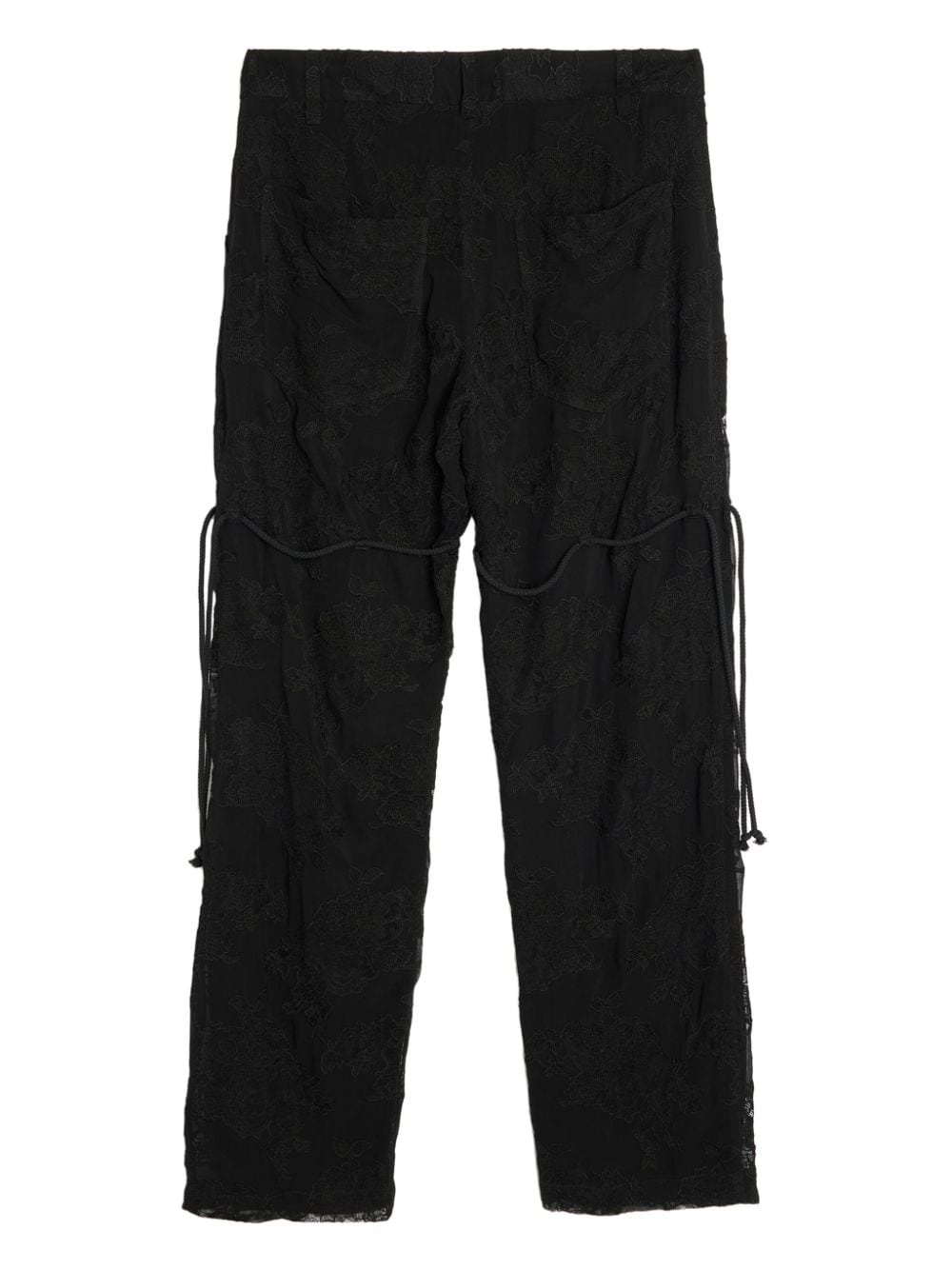 lace-appliquéd trousers - 4