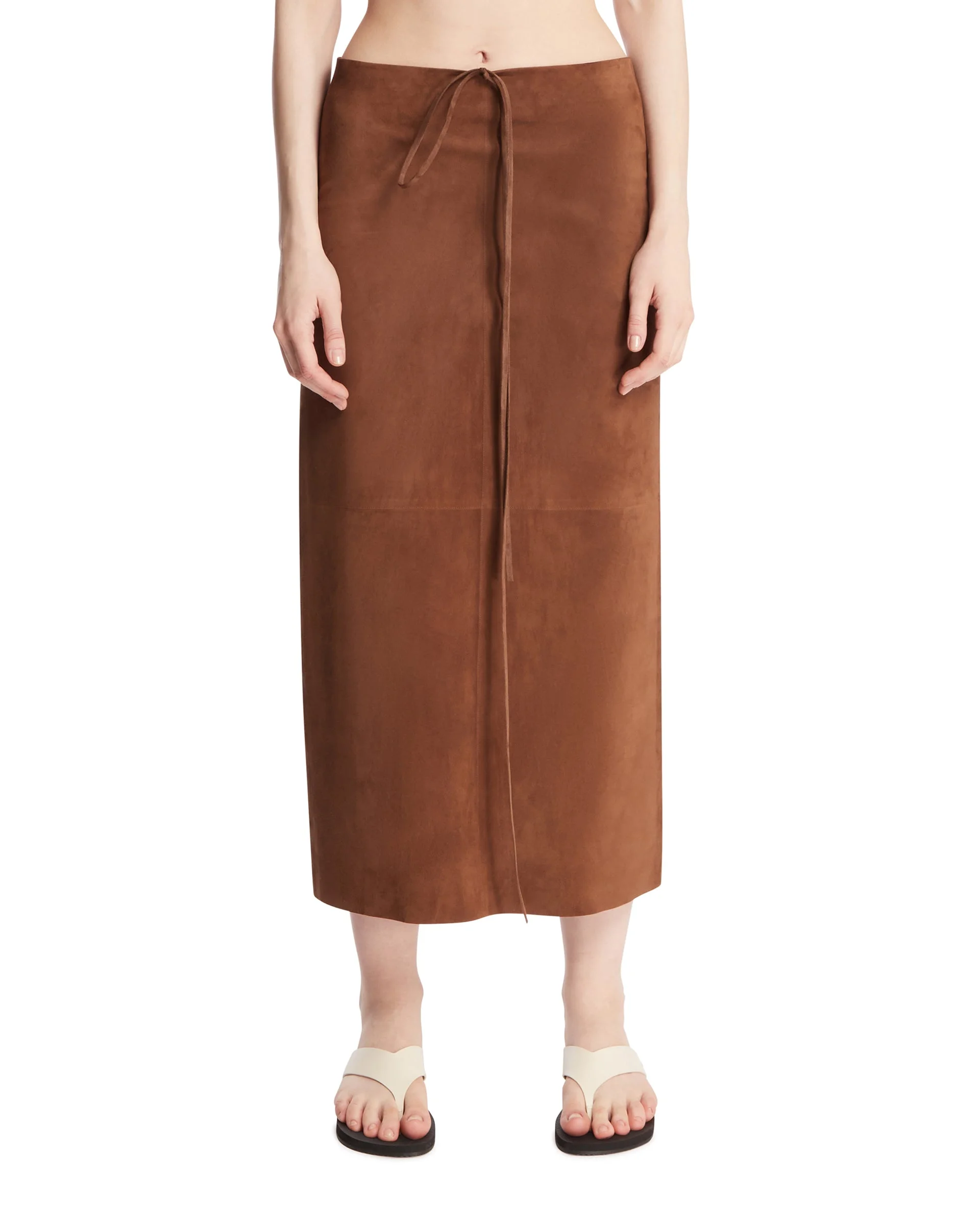 Brown Suede Midi Skirt - 1