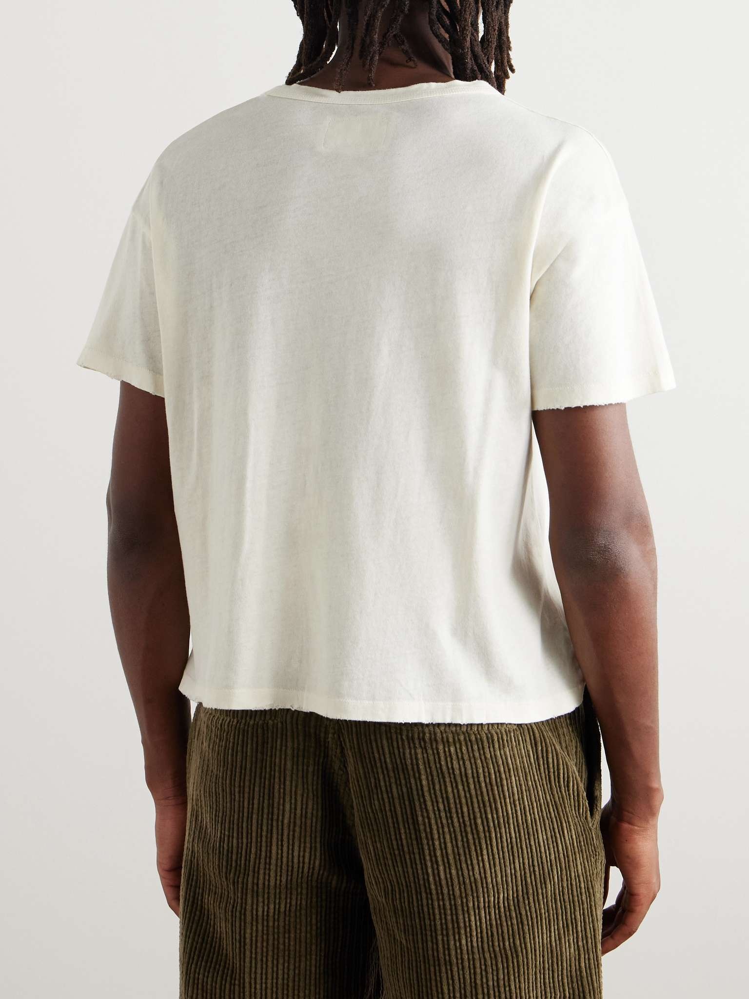 Cropped Distressed Printed Cotton-Jersey T-Shirt - 3