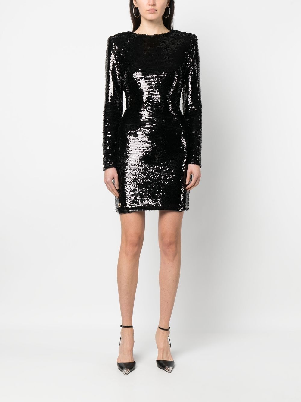 long-sleeved sequin-embellished dress - 3