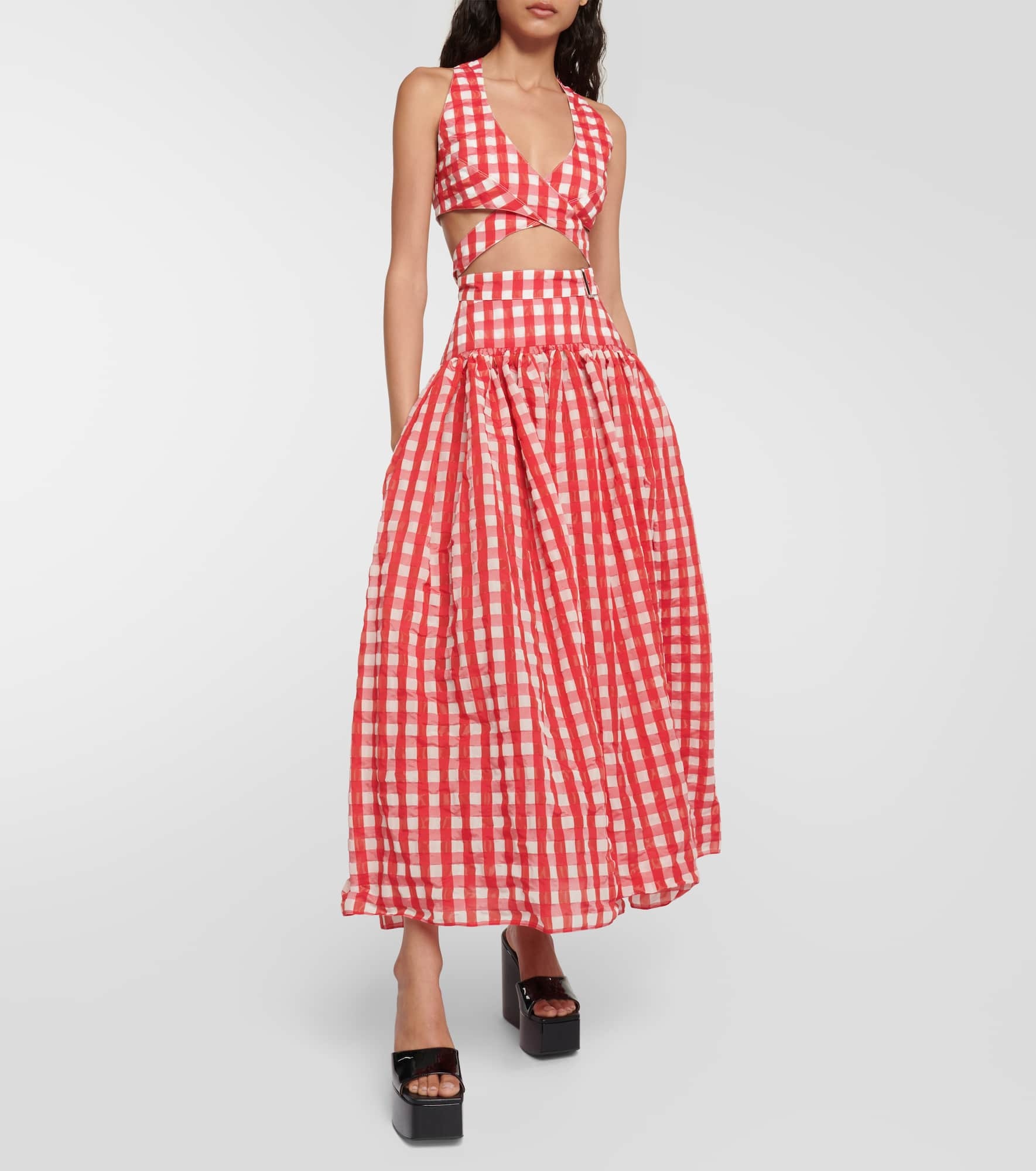 Vichy gingham cutout crop top - 2