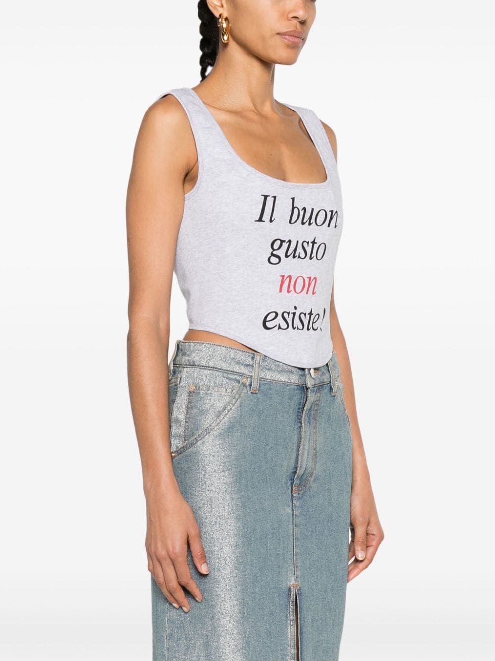 slogan-print corset top - 3